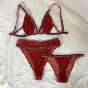 For Love and Lemons Velvet Glitter Lingerie Trio